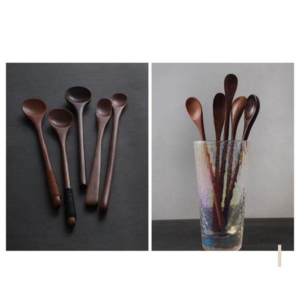 

spoons wooden mixing long handle stirring spoon dessert coffee ice cream soup cooking stirr kitchen tableware