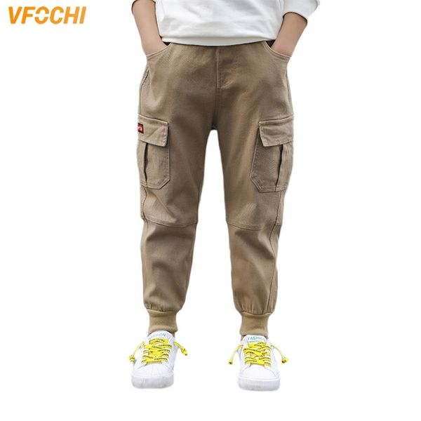 VFOCHI Brand New 5-16T Ragazzi Pantaloni Primavera Estate Tinta unita Pantaloni per bambini Abbigliamento per adolescenti Elastico in vita Boy Cargo Pants 210306