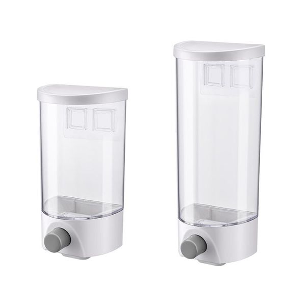 

storage bottles & jars wall mounted automatic rice cereal dispenser plastic transparent grain box kitchen food tank moisture proof