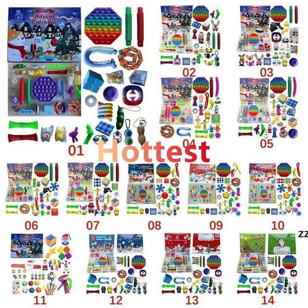 

dhl dhl christmas fidget toy advent calendar set december 24 days push bubble 24pcs/set silicone stress reliever sensory toy fast shipping d