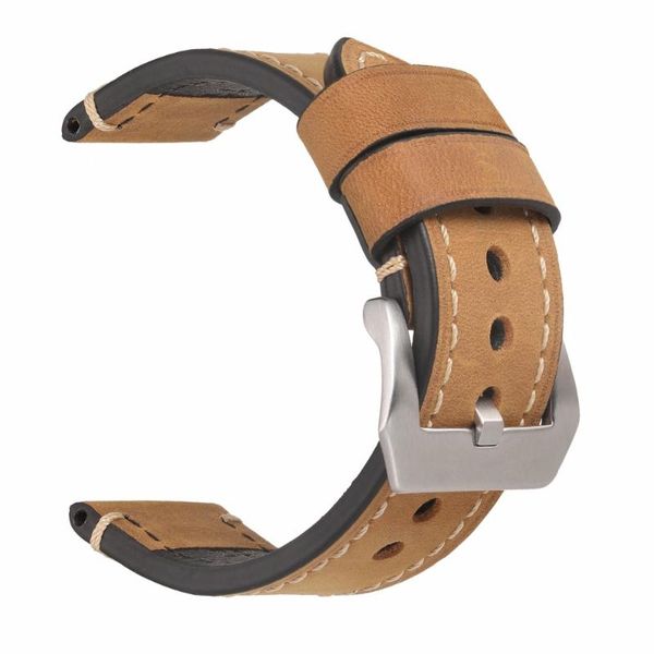 

watch bands eache 20mm 22mm 24mm 26mm crazy horse genuine leather handmade watchband special more color black&silver hardware, Black;brown