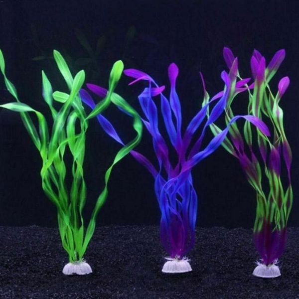 

decorations fish tank decoration aquarium ornaments purple green artificial aquatic plastic underwater water grass plant landscape decor
