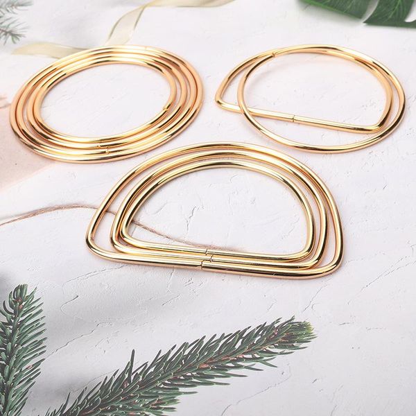 

bag parts & accessories 2 pcs metal big circle hand-in-hand iron ring case hardware replacement women handbag handles, Black