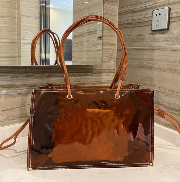 

advanced classic letter design jelly transparent tote bag sweet personality fashion travel shopping bags composite