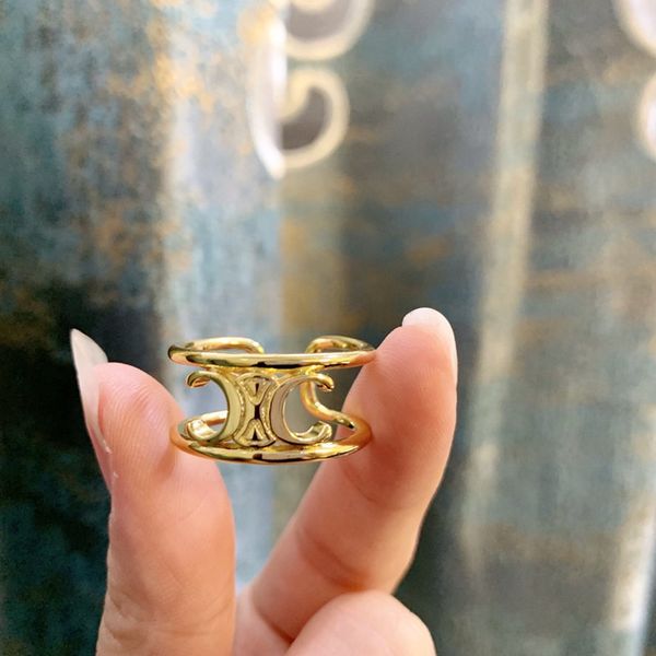 

2021 luxury designer jewelry style arc de index finger ring female baroque pattern opening adjustable decorative, Silver