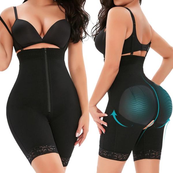 

women's shapers plus size women full body shapewear underbust slimming mid thigh shaper tummy control seamless postpartum push up girdl, Black;white