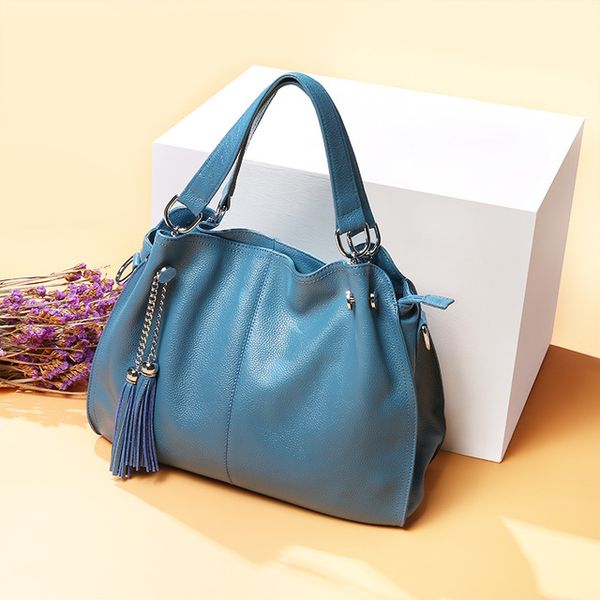 Mulheres Um Saco de Compras de Ombro Grande Alta Qualidade Alta Qualidade Genuíno Material de Couro Atacado Bolsas De Moda Bolsa Tote Preto / Azul / Laranja C152