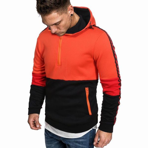 

men's hoodies & sweatshirts 2021 autumn and winter men's stitching youth casual hooded pullover sweater, Black