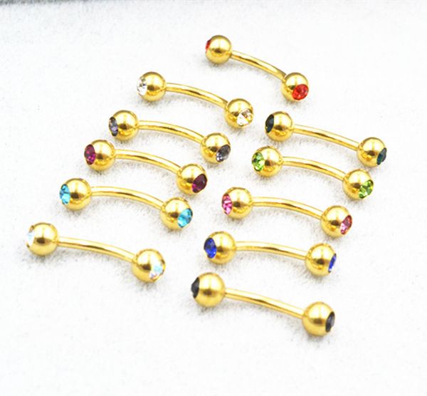 

lot50pcs shippment -crystal eyebrow lip rings curve barbells 16g~1.2mmx8x4mm body piercing jewelry, Silver