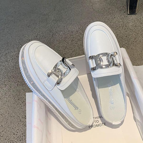 

slippers rhinestone women wedges fashion casual sandals leather platform closed toe slides summer chausson sneakers adulte, Black