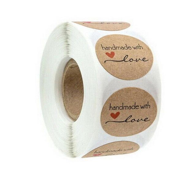 

gift wrap round natural kraft paper handmade sticker scrapbook, used for packaging glue, thank you sealing label stationery decor