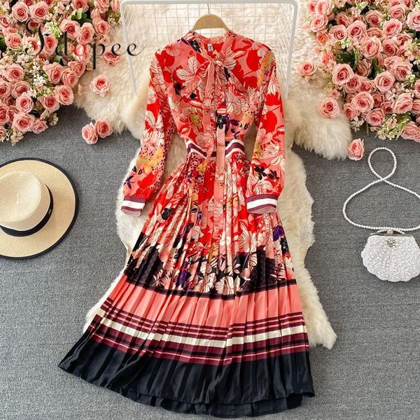 

casual dresses elegant dress autumn court style pleated vintage women elastic waist hit color comfort chiffon vestidos, Black;gray