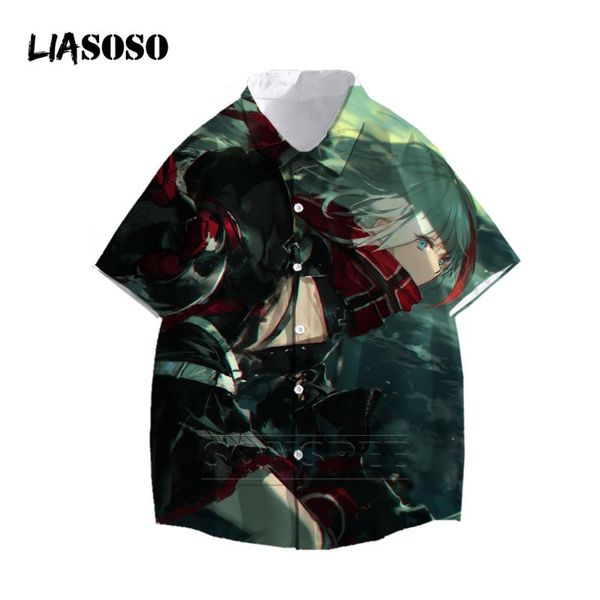 

men's casual shirts liasoso anime 3d print light hawaiian shirt summer beach short sleeve oversized, White;black