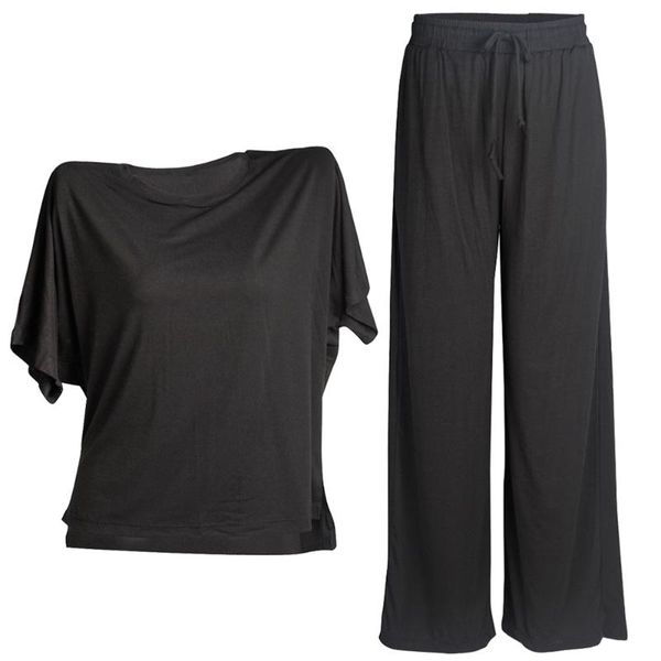 

summer two pieces short-sleeved long pants pajamas set lady casual modal homewear set, Gray