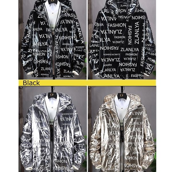 

glossy jacket men gold silver color spring autumn jackets hip hop streetwear new fashion trend outerwear windbreaker coat ,ga436 t200502, Black;brown