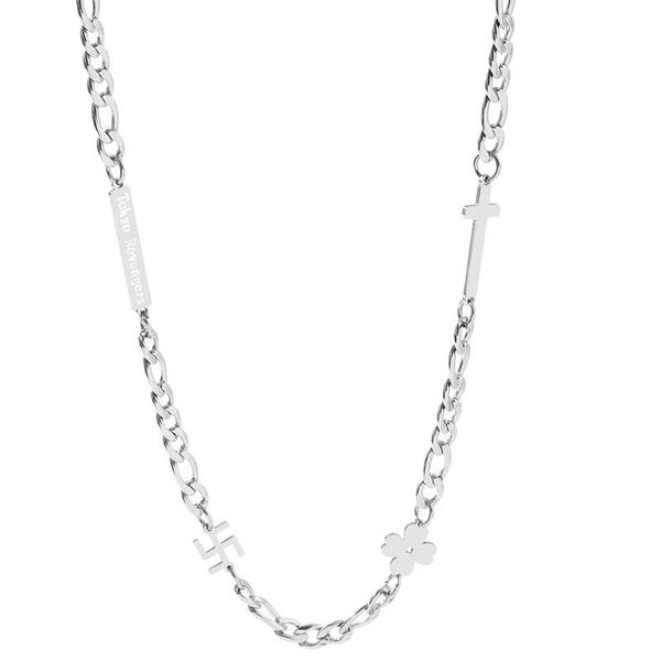 

pendant necklaces tokyo revengers four-leaf clover cross necklace anime jewelry men and women trend hip-hop harajuku style collar, Silver