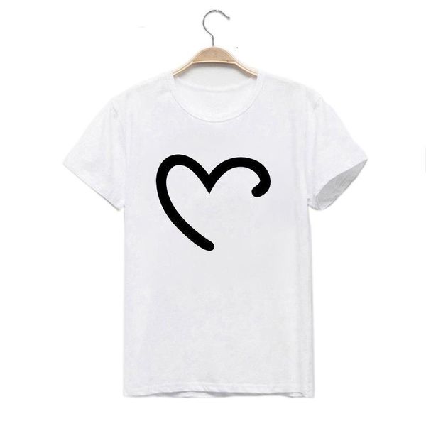 

2021 summer women t-shirt girls harajuku love print tshirt short sleeve o neck couples lovers cotton white tshirt
