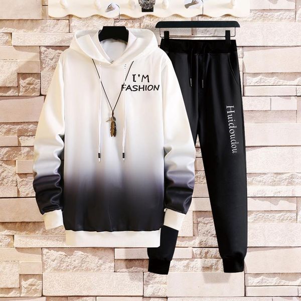 

men's tracksuits men casual sets trend fashion spring autumn hoodies tracksuit los hombres conjuntos clothing bc50tz, Gray