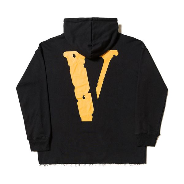 

factory long 2021 brand v hoodie life fashion brand back yellow big hem damage loose men's and women's v2cg, Black