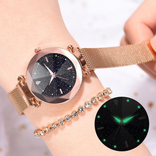 

wristwatches luxury women watches 2021 ladies watch starry sky magnetic waterproof female wristwatch luminous relogio feminino zegarek damsk, Slivery;brown