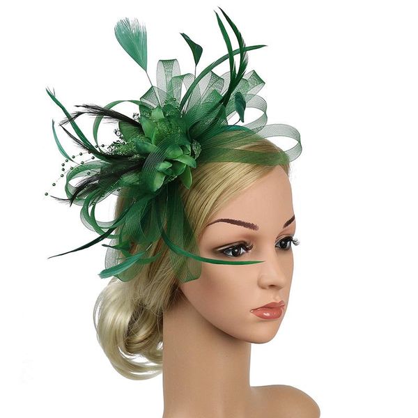 Copricapo Fascinators Cappelli per donne con fermaglio per capelli Tea Party Fascia Kentucky Derby Matrimonio Cocktail Fiore Maglia Piuma Copricapo da sposa