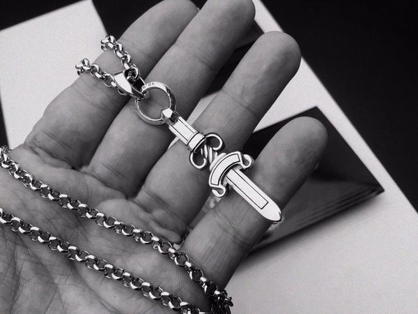

fashion stainless steel pendant necklace chain bijoux for mens and women trend personality punk cross style lovers gift hip hop jewelry, Silver