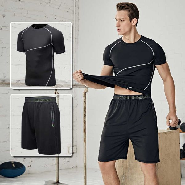 

summer 2 stuks set men track gym fitness sport pack, Gray
