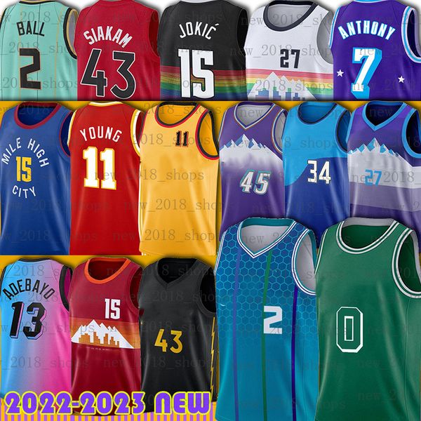 

jayson 0 tatum lamelo 2 ball basketball jersey pascal vince siakam carter jamal nikola murray jokic donovan rudy mitchell gobert trae gianni, Black;red