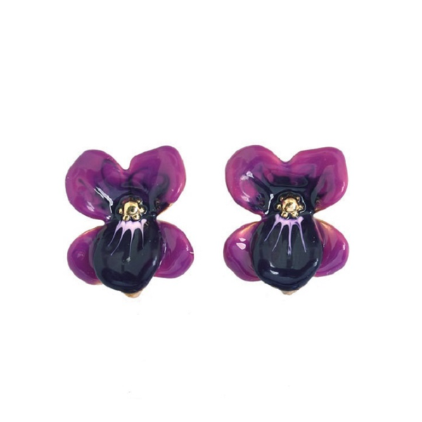 

stud 2021 simple fashion atmosphere selling enamel flower four color earrings, Golden;silver