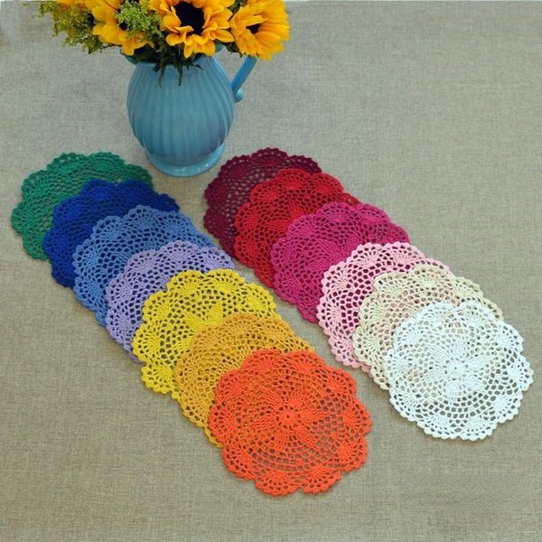 

mats & pads handmade crochet hook flower round cotton vase decorative