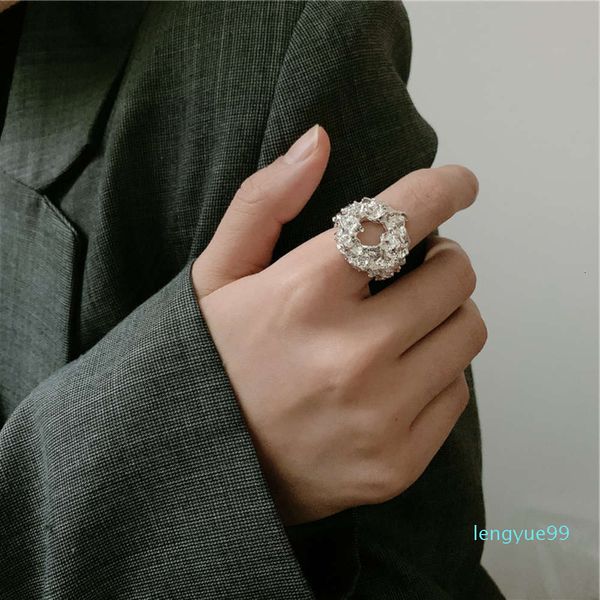 

korean niche style simple personality fashion design lava ring, Silver
