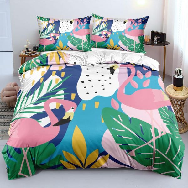 

bedding sets 3d white comforter covers custom design animal quilt cover pillow sham 140*200cm full twin double size flamingo bedclothes