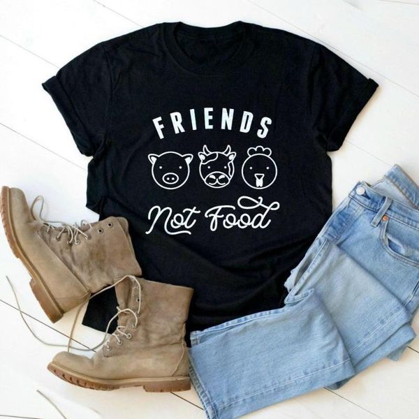 

women's t-shirt friends not food shirt funny vegan vegetarian t clothing powered by plant based graphic tees cute, White