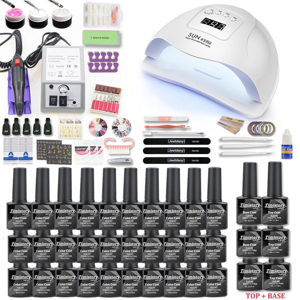 

set 80w/54w new led lamp polish kit varnish electric new drill sets nail extension gel art tools