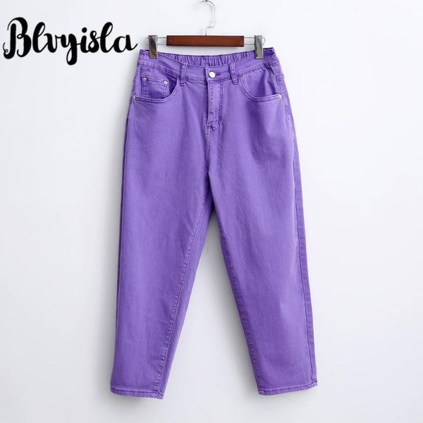 

women's jeans 86-90cm above ankle length fashinable purple jeams oversize women plus size loose harem summer large trousers, Blue
