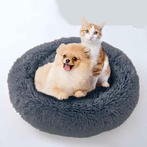 

kennels & pens 1pc kennel dog round cat winter warm sleeping bag long plush super soft pet bed puppy cushion mat portable supplies beds