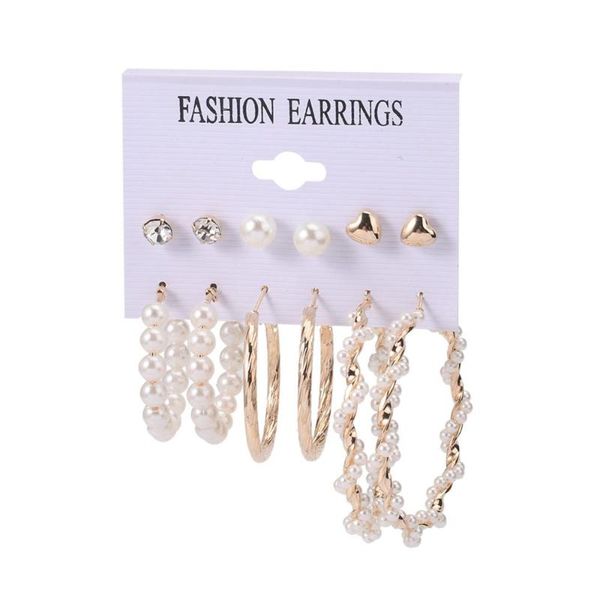 

hoop & huggie women fashion twist pearl earrings for gift party girl heart stud large hoops jewelry, Golden;silver