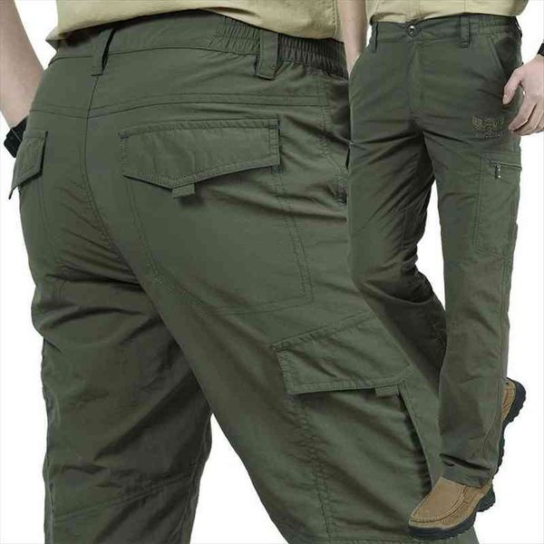 

mens cargo pants casual multi pockets military tactical pants men quick dry trousers men sweatpants army thin long trousers, Black