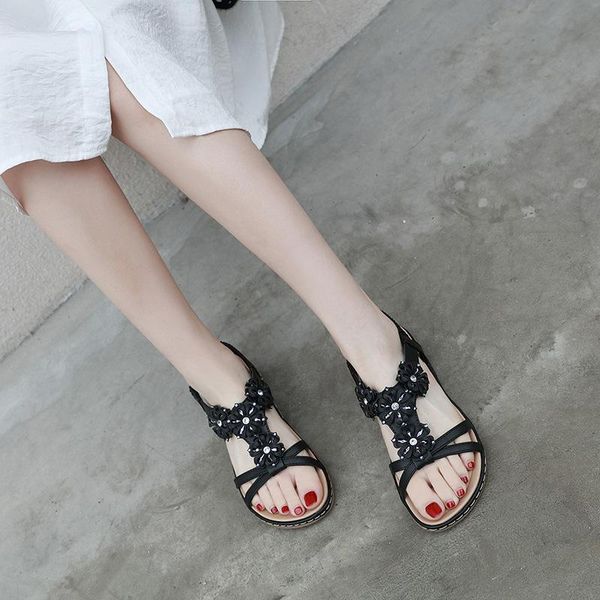

ladies slippers summer beach shoes summer slippers 2021 wedge flat for ladies soft shoes zapatos mujer, Black