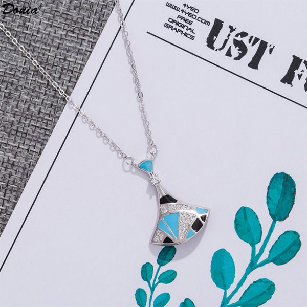 

donia jewelry luxury necklace european and american fashion ocean fan-shaped 925 silver micro-inlaid zircon exaggerated designer gift