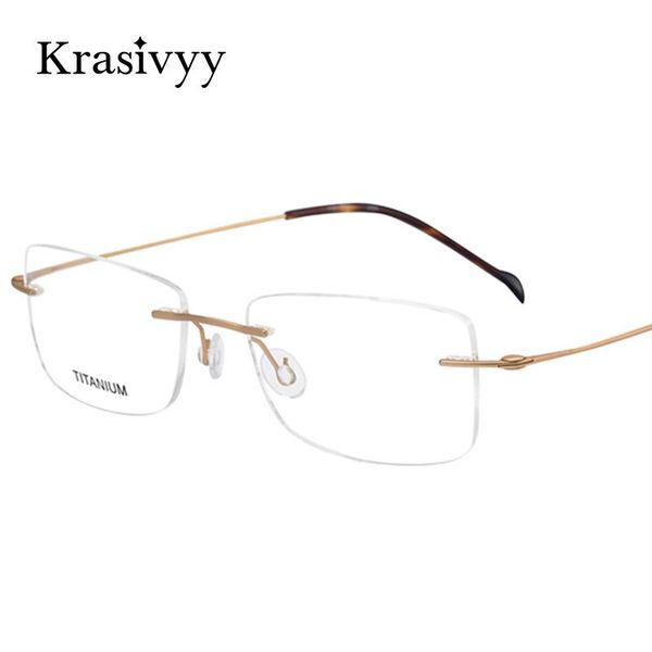 

fashion sunglasses frames krasivyy screwless glasses frame men brand designer myopia optical prescription eyeglasses pure titanium square ri, Black