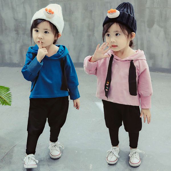 

new korean children's wear two piece suit for girls, White