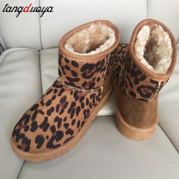

boots 2021 women winter snow warm flat plus size platform lace up ladies women's shoes flock fur suede ankle female, Black