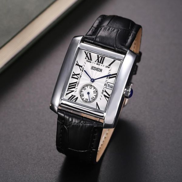 

wristwatches wholesale explosive waterproof men's watch classic rectangular luxury design high-end fashion, Slivery;brown