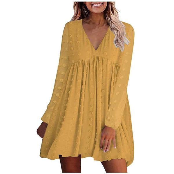 

casual dresses 2021 elegant dress women's fashion high waist solid color v-neck jacquards long sleeve streewear female vestidos, Black;gray