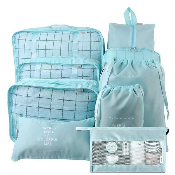 

storage bags 9pcs/set travel for journey accessories 4 colors tour organizer case cosmetic luggage large suitcase set kit