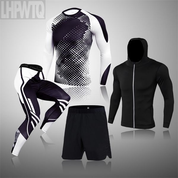

men's clothing thermal underwear fitness training compression tights running shirts sweatshirt man leggings rashgard male 210913, Black;white