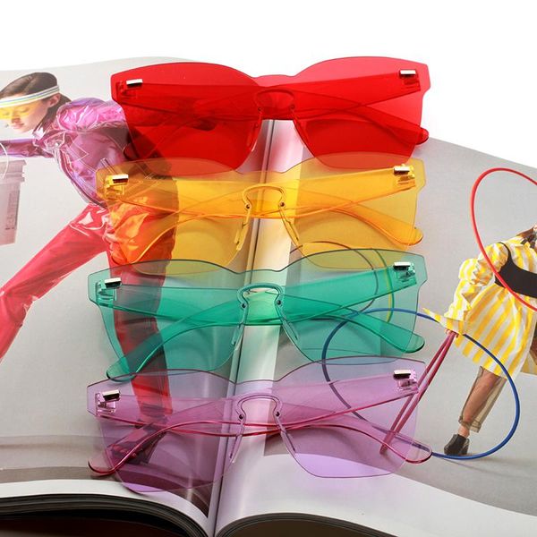 

2021 trending products rectangle quay sunglasses women orange transparent big frameless sunmmer glasses feminino, White;black