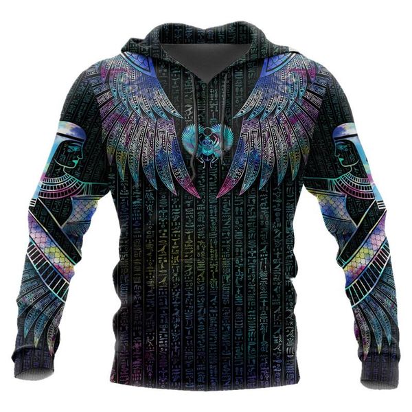 

men's hoodies & sweatshirts products fashion fall hoodie egypt horus symbol 3d printing zipper street casual sportswear 030, Black