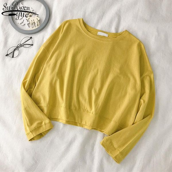 

women's hoodies & sweatshirts sweet for women harajuku long sleeve korean o-neck thin short jacket solid color autumn clothes 11751, Black